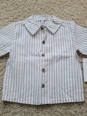 NWT Littles By Rachel Zoe 2T Striped Button Down Summer Cotton Blend Top Baby